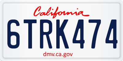 CA license plate 6TRK474