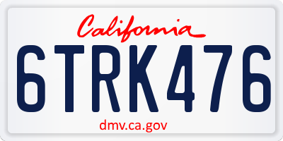 CA license plate 6TRK476