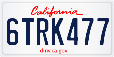 CA license plate 6TRK477