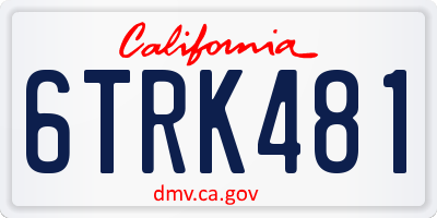 CA license plate 6TRK481