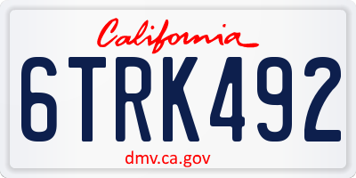 CA license plate 6TRK492