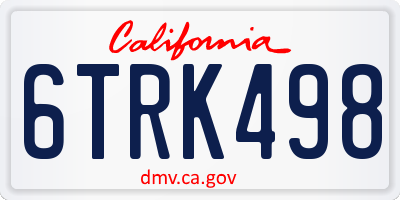 CA license plate 6TRK498