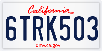 CA license plate 6TRK503