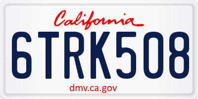 CA license plate 6TRK508