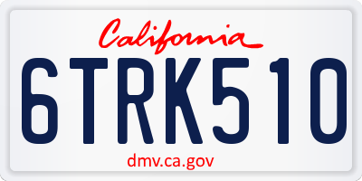 CA license plate 6TRK510