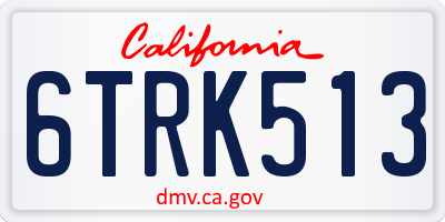 CA license plate 6TRK513