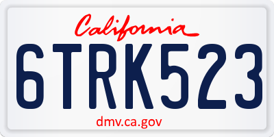 CA license plate 6TRK523