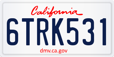 CA license plate 6TRK531