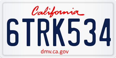 CA license plate 6TRK534