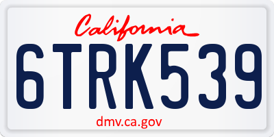 CA license plate 6TRK539