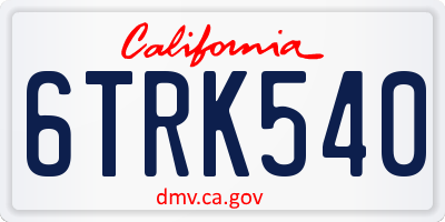 CA license plate 6TRK540