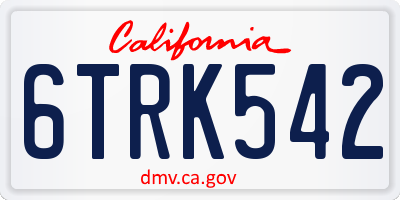 CA license plate 6TRK542