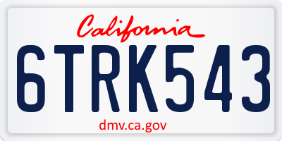 CA license plate 6TRK543