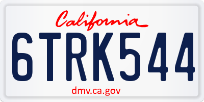 CA license plate 6TRK544