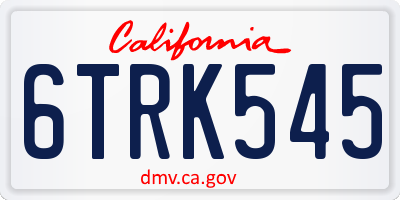 CA license plate 6TRK545