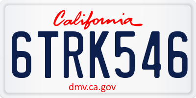 CA license plate 6TRK546