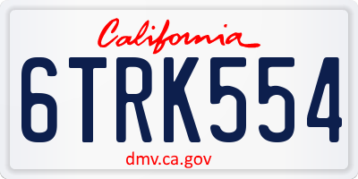 CA license plate 6TRK554