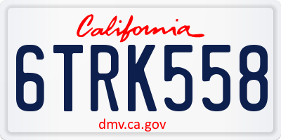 CA license plate 6TRK558