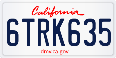 CA license plate 6TRK635