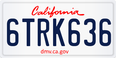 CA license plate 6TRK636