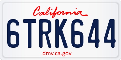 CA license plate 6TRK644