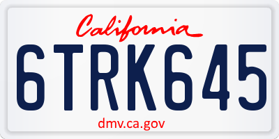 CA license plate 6TRK645