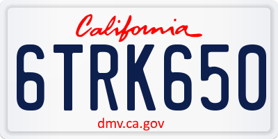 CA license plate 6TRK650