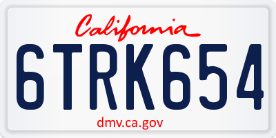 CA license plate 6TRK654