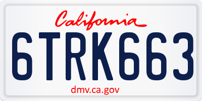 CA license plate 6TRK663