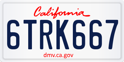 CA license plate 6TRK667
