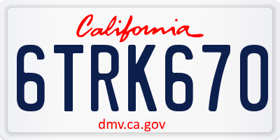 CA license plate 6TRK670