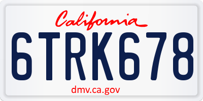 CA license plate 6TRK678