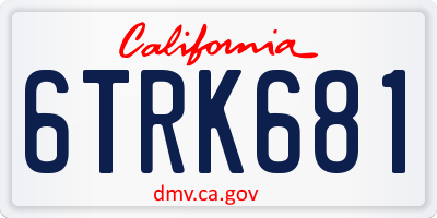 CA license plate 6TRK681
