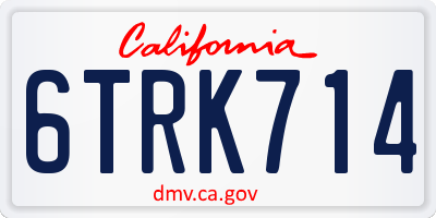 CA license plate 6TRK714