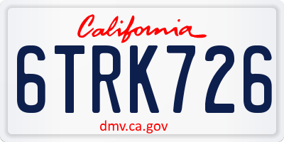 CA license plate 6TRK726