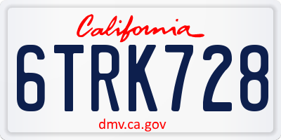 CA license plate 6TRK728