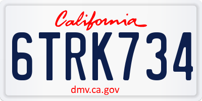 CA license plate 6TRK734