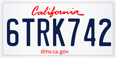 CA license plate 6TRK742