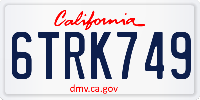 CA license plate 6TRK749