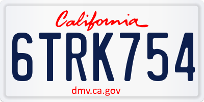 CA license plate 6TRK754