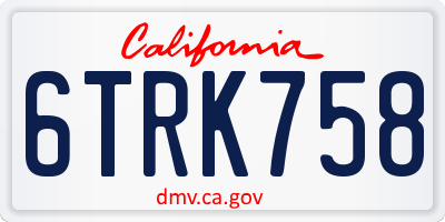 CA license plate 6TRK758