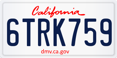 CA license plate 6TRK759
