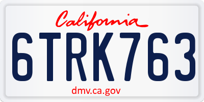 CA license plate 6TRK763