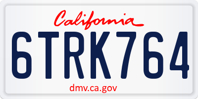 CA license plate 6TRK764