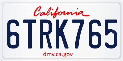 CA license plate 6TRK765