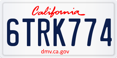 CA license plate 6TRK774