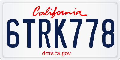 CA license plate 6TRK778