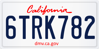 CA license plate 6TRK782