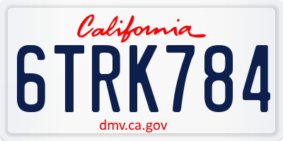 CA license plate 6TRK784