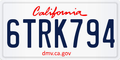 CA license plate 6TRK794